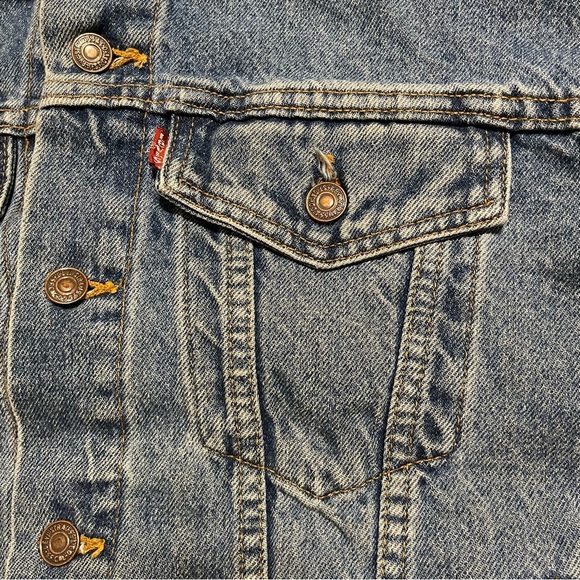 Vtg LEVIS Made in USA Denim Blue Cotton Trucker Jacket Style 57510 Size L 16/18 - Picture 7 of 8